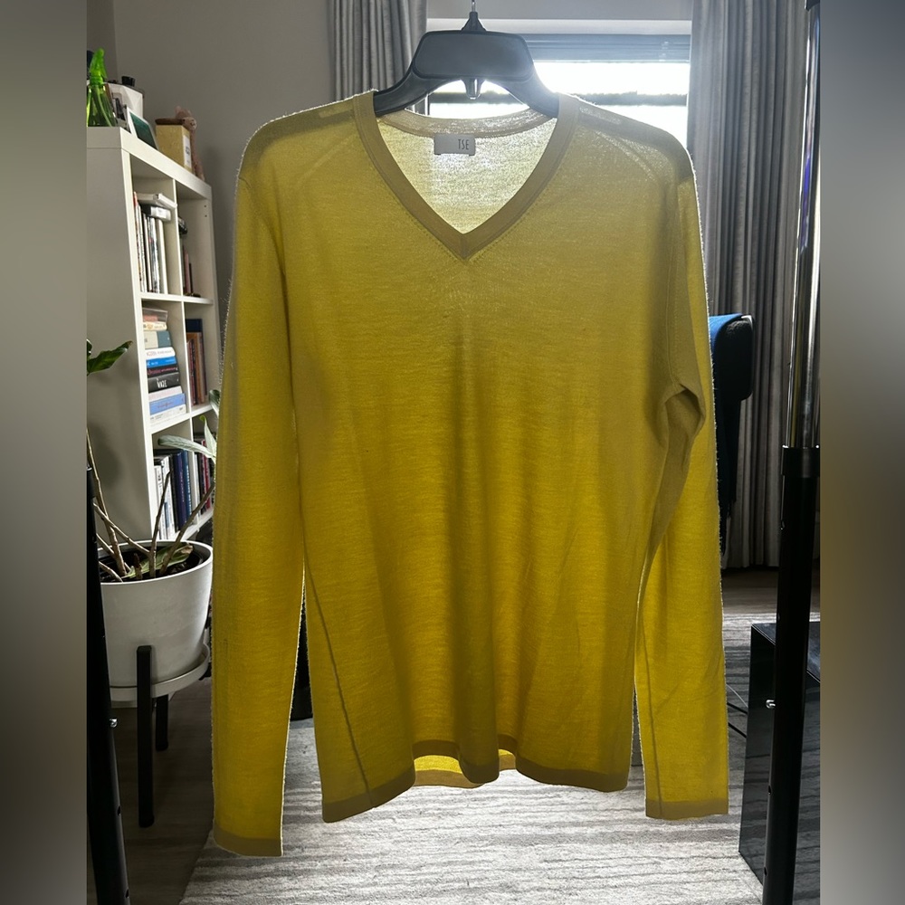 Citron Yellow Tse Silk Cashmere V-Neck Sweater
